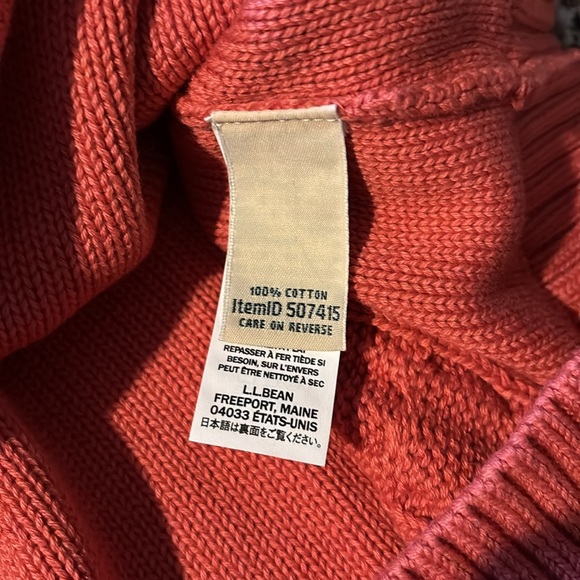 NWT L.L. Bean Double L V-Neck Tunic some cable design Sweater M Reg Mineral Red - Picture 9 of 14